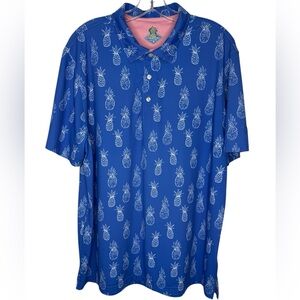Chubbies Blue Pineapple Print Men's Performance Polo Shirt Short Sleeve - Large